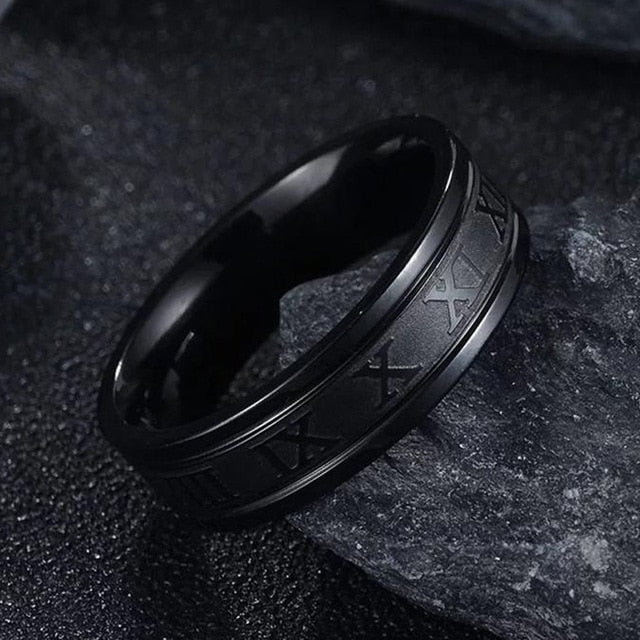 Vintage Roman Numerals Men Rings