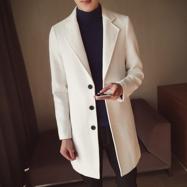 Men's Windbreaker Mid-length Slim Trench Coat