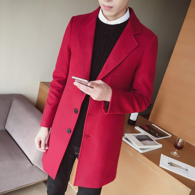 Men's Windbreaker Mid-length Slim Trench Coat