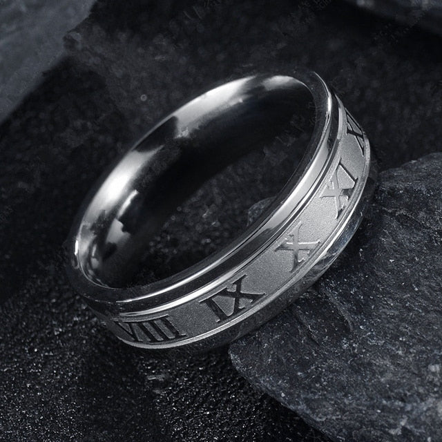 Vintage Roman Numerals Men Rings
