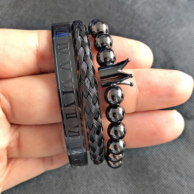 Roman Number Crown Charm Bracelet