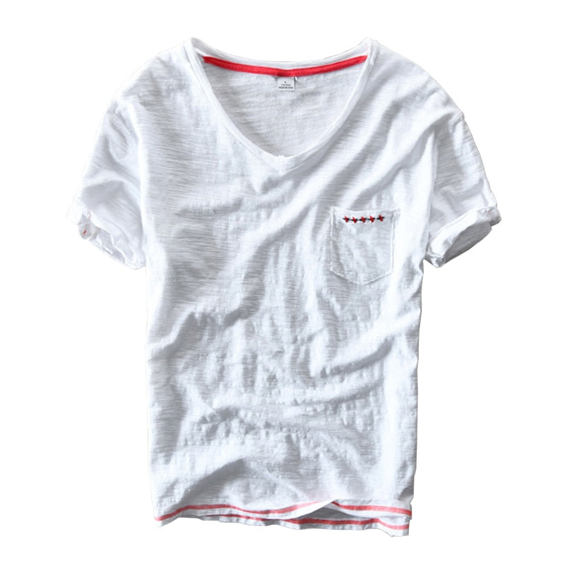 Cotton V-neck Casual T-Shirt