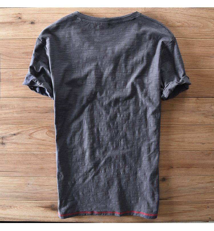 Cotton V-neck Casual T-Shirt