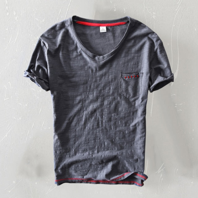 Cotton V-neck Casual T-Shirt