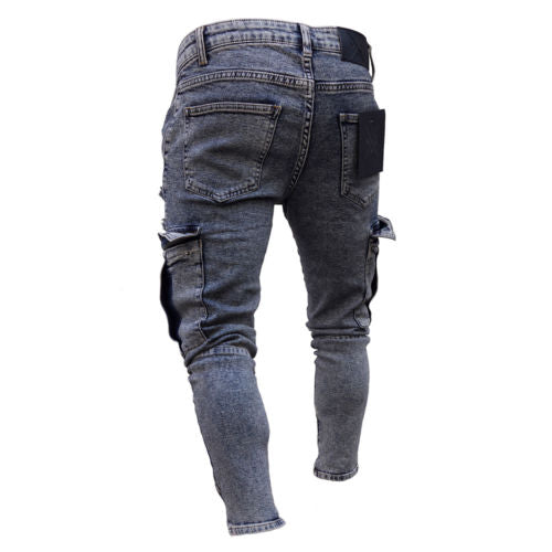 Casual Frayed Slim Fit Denim Pants