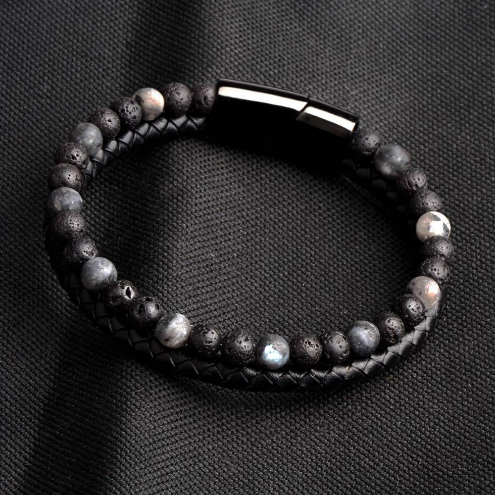 Buy Stone Bracelets with Finest Leather - Prime Black Beads