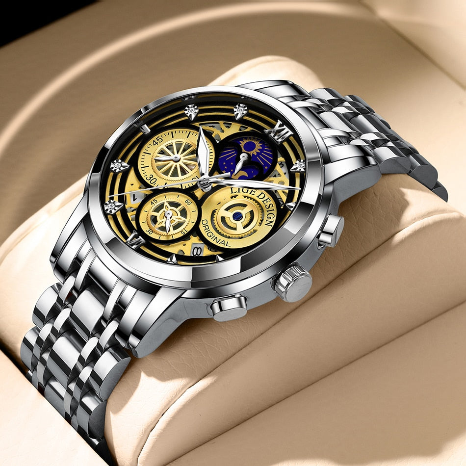 Mens Luxury Moon Phase Wristwatches