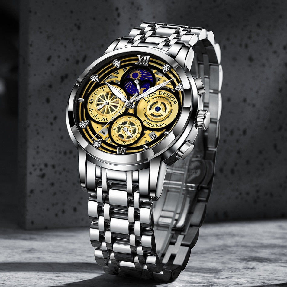 Mens Luxury Moon Phase Wristwatches