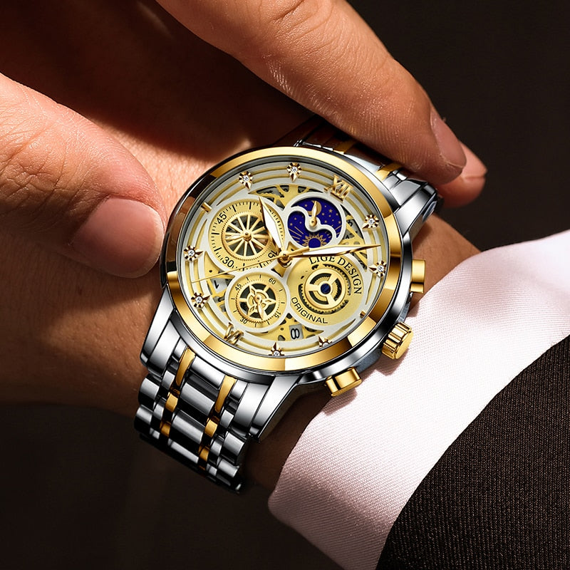Mens Luxury Moon Phase Wristwatches