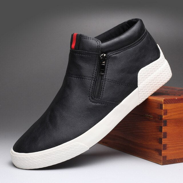 Fashion Leather Flat Sneakers