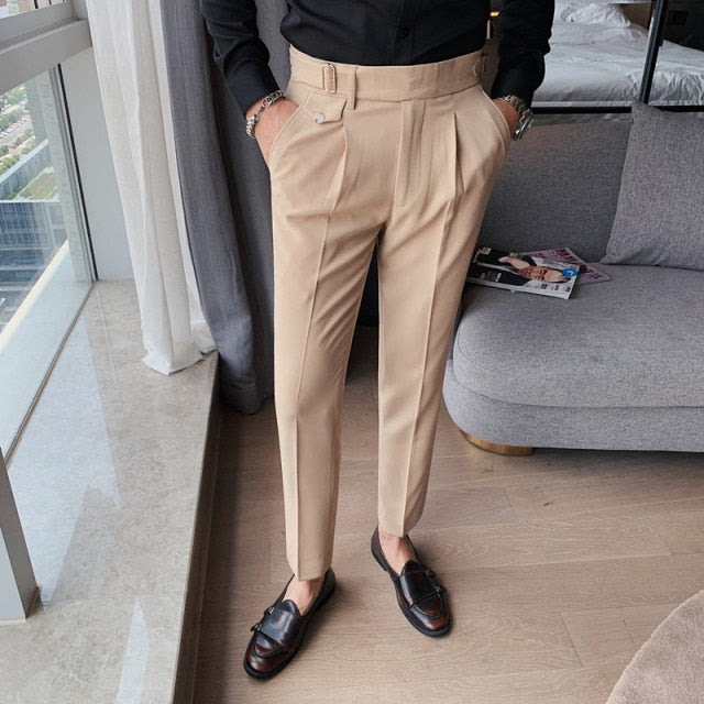 British Style Casual Slim Fit Men Dress Pants