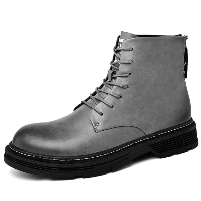 Men Leather Lace Up Fashion Chelsea Boot