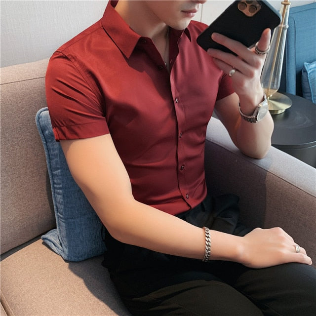 Fashion Short Sleeve Slim Fit Casual Shirts