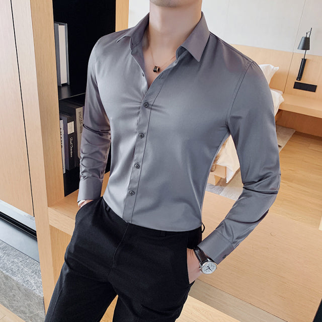 Men Long Sleeve Slim Shirt