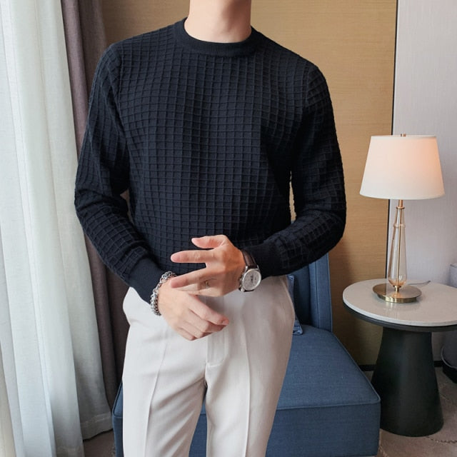 Plaid Slim Fit Casual Sweater