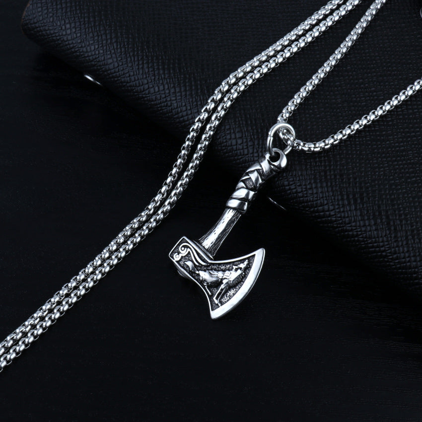 Vintage Viking Axe Pendant Necklace