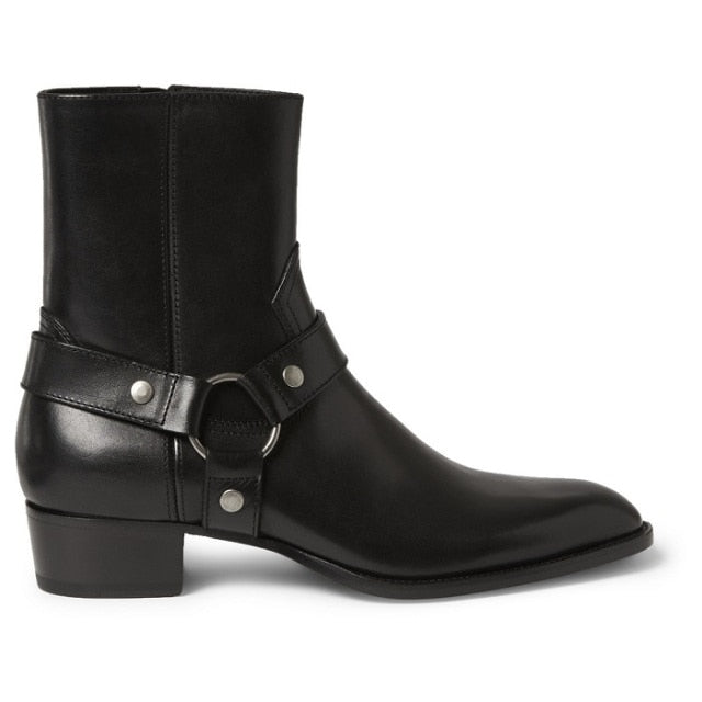 Suede Leather Chains Buckle Chelsea Boot