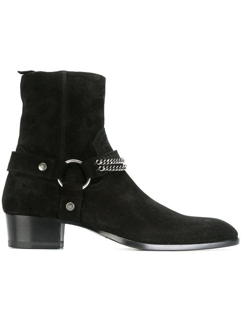 Suede Leather Chains Buckle Chelsea Boot
