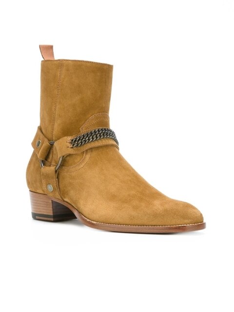 Suede Leather Chains Buckle Chelsea Boot
