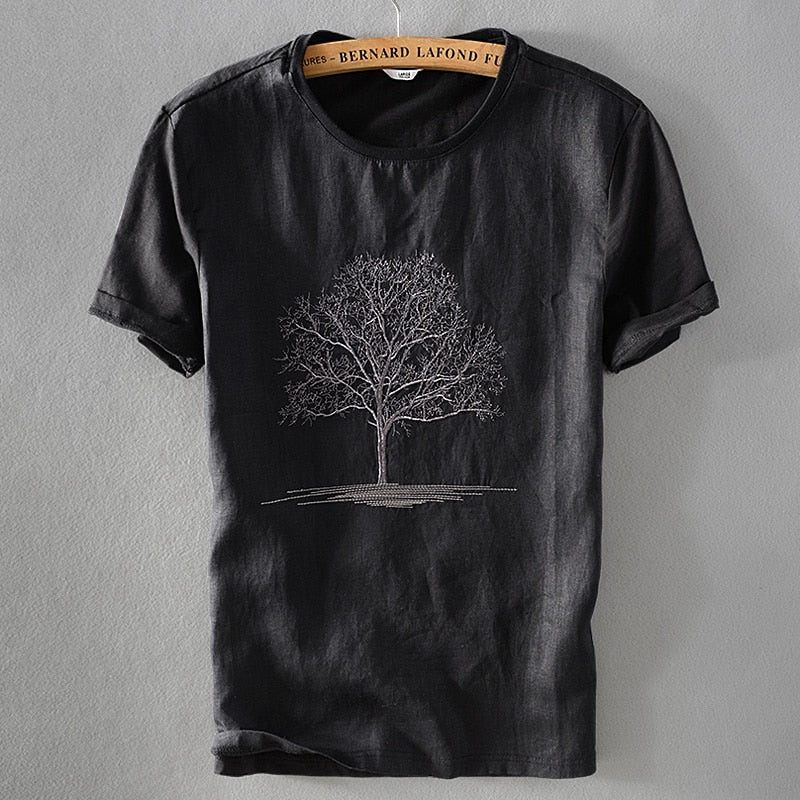 Linen Embroidery short Casual Sleeve T-shirt