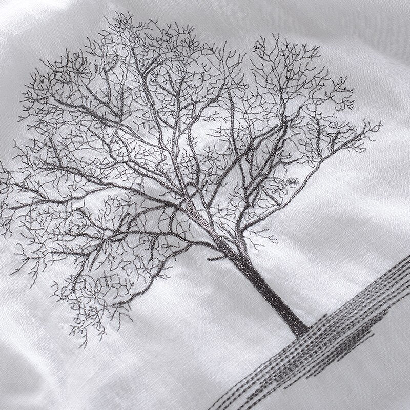 Linen Embroidery short Casual Sleeve T-shirt