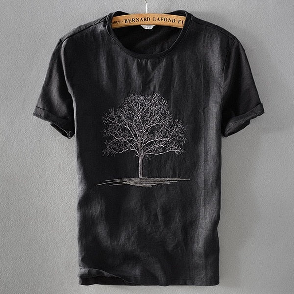 Linen Embroidery short Casual Sleeve T-shirt