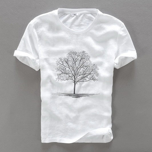Linen Embroidery short Casual Sleeve T-shirt