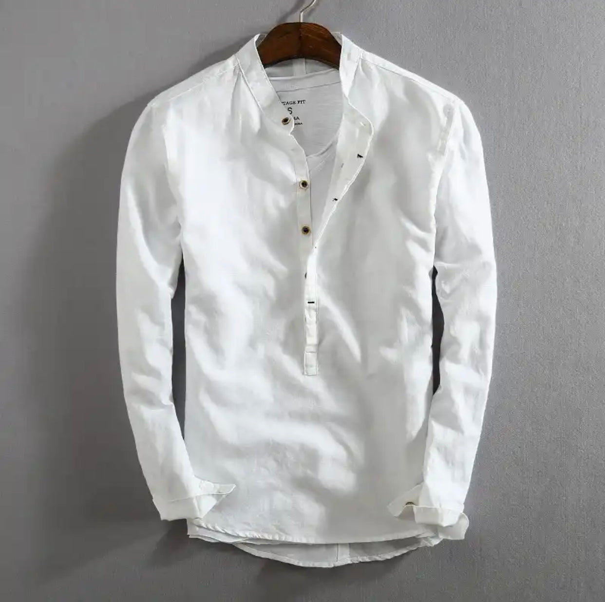 Vintage Linen Stand Collar Shirts