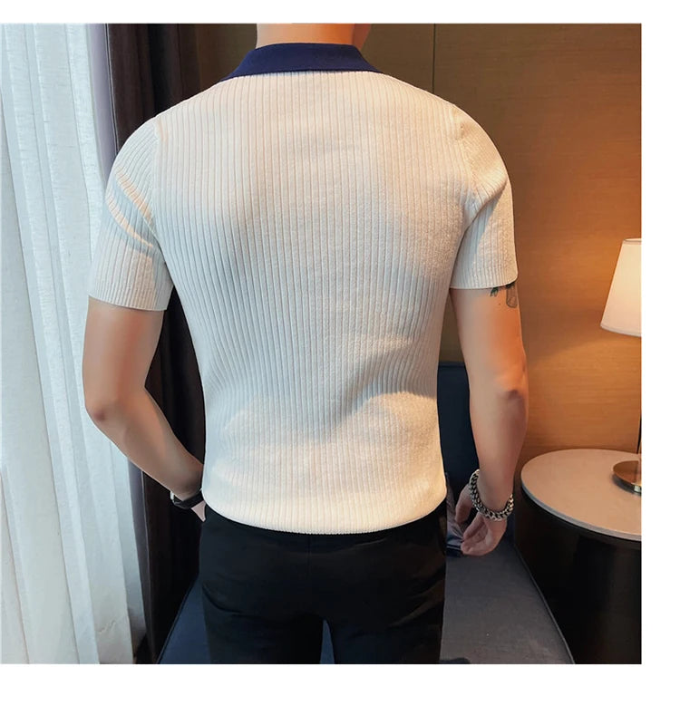LMS Knitting Short Sleeve Polo Shirts