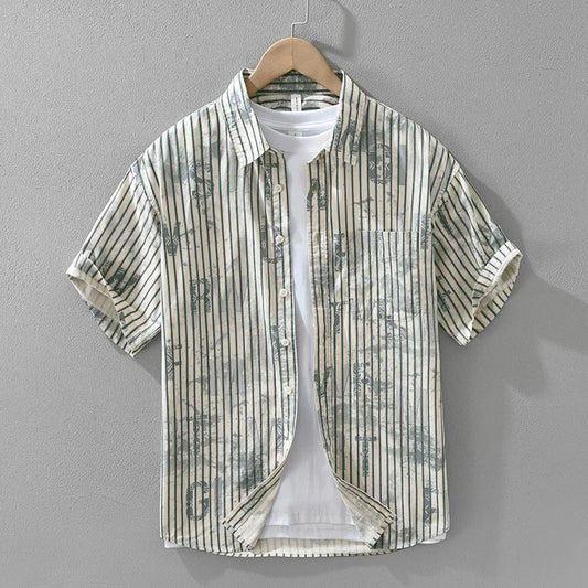 Japan Style Striped Short Sleeve Shirt