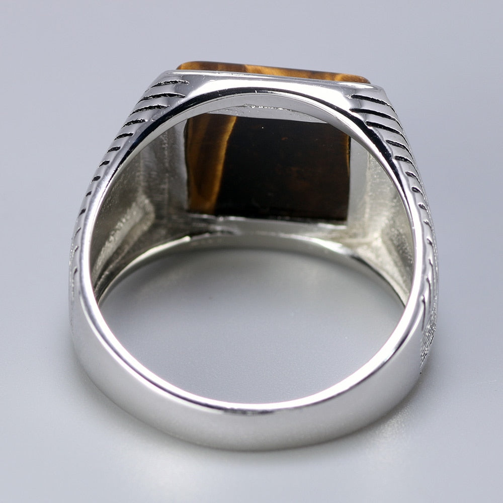 Stripe Pattern Natural Stone Ring