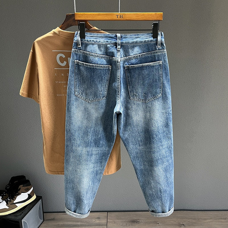 Street Style Frayed Slim Pants