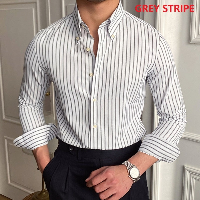 Striped Pin Down Collar Shirt