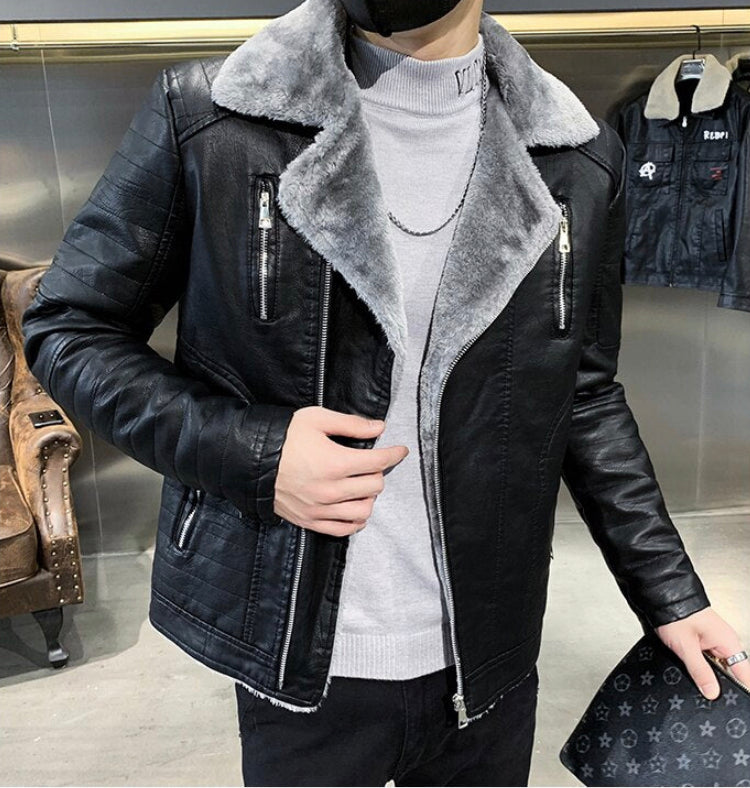 LMS Velvet Leather Jacket