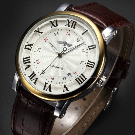 Rome Number Automatic Mechanical Leather Watch
