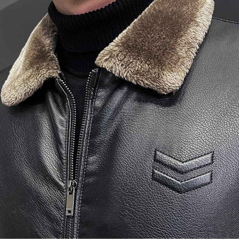 LMS Fleece Fur Leather Jacket