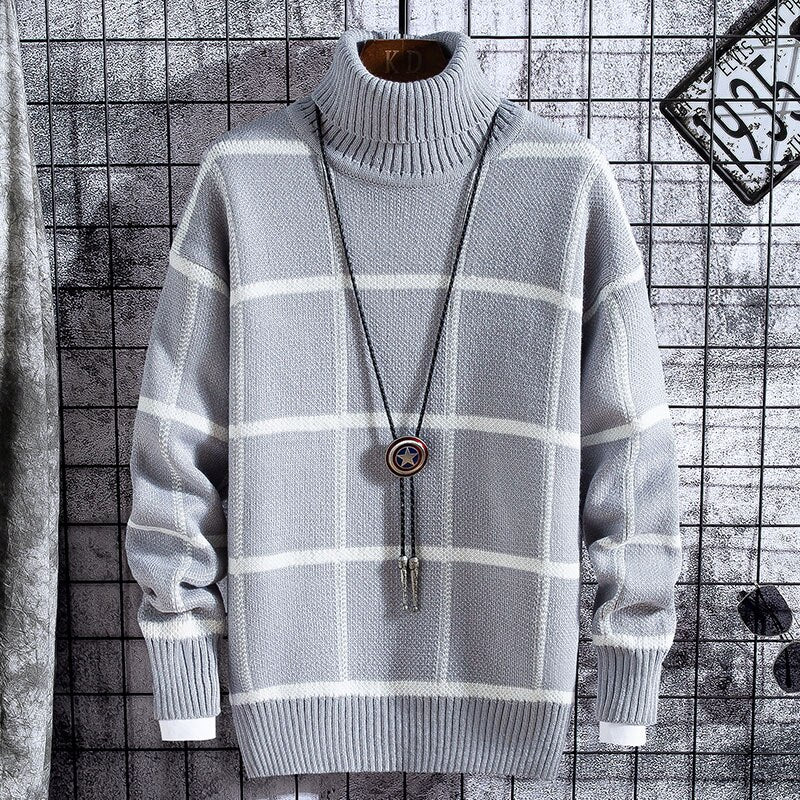 LMS Warm Plaid Turtleneck Sweaters