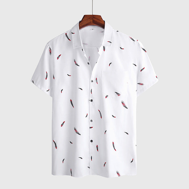 Feather Print Hawaiian Shirt