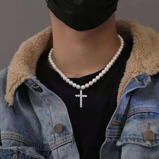 Cross Pendant Pearl Necklace