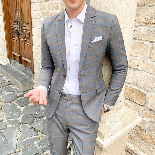 Classic Gents Formal Plaid Suit