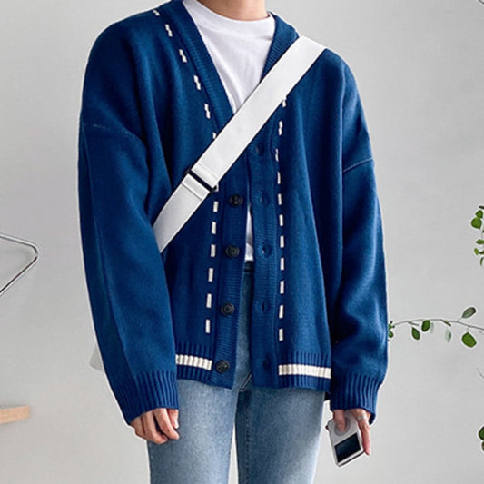 Oversize Topstitch Knitting Cardigan