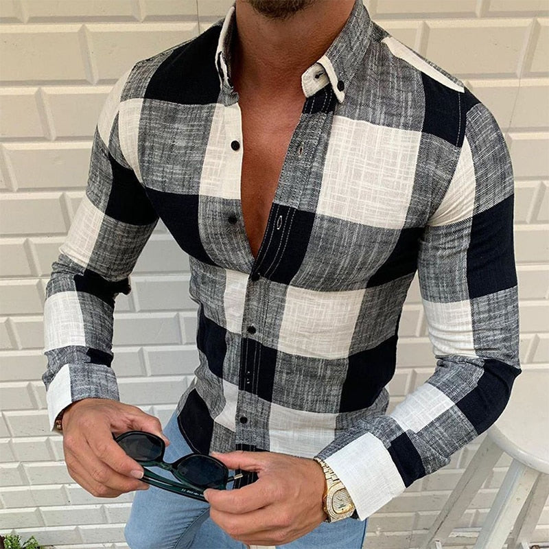 Fashion Plaid Lapel Button Shirts