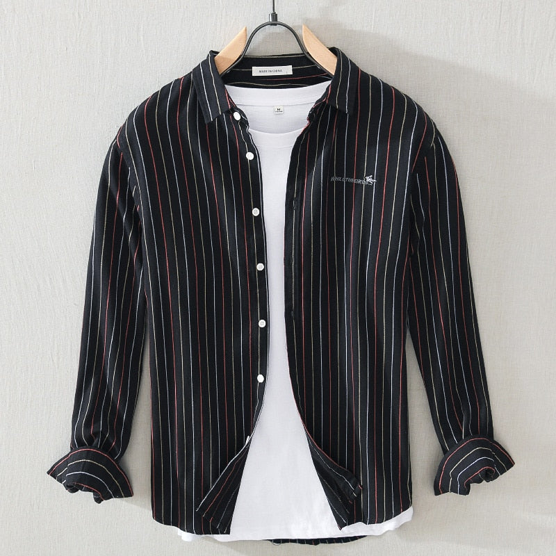 Embroidered stripe Casual Shirts