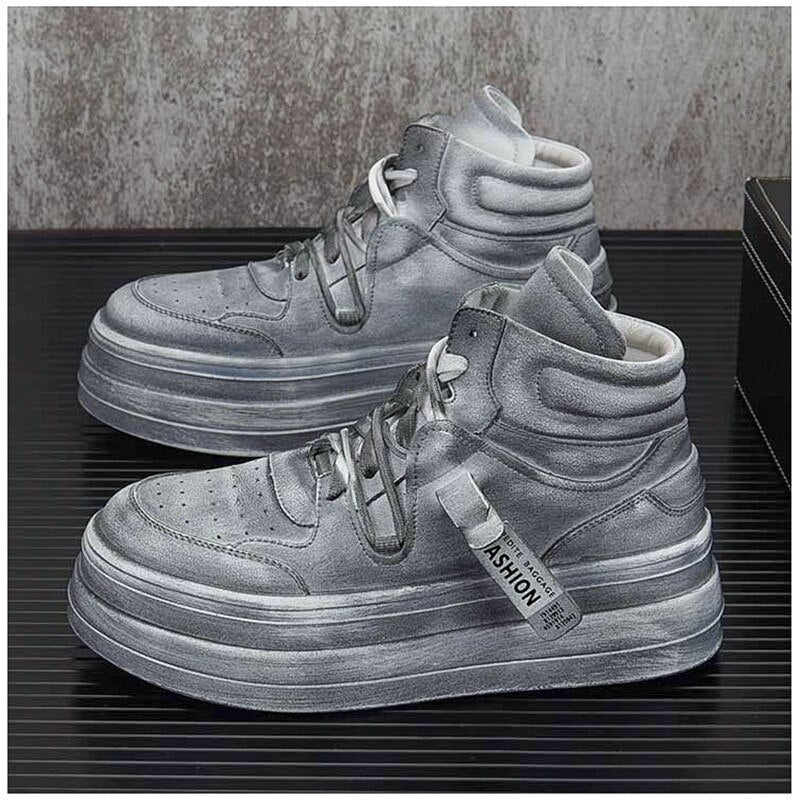 LMS Grey Leather Sneakers