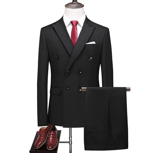 Business Double Breasted Solid Suit