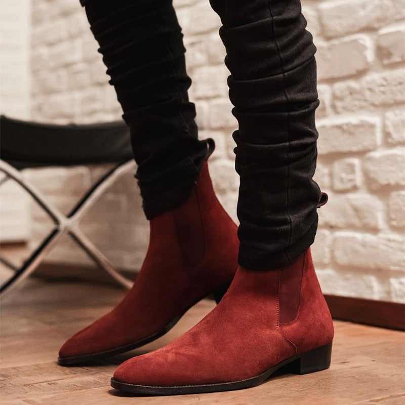 LMS Red Faux Suede Chelsea Boots