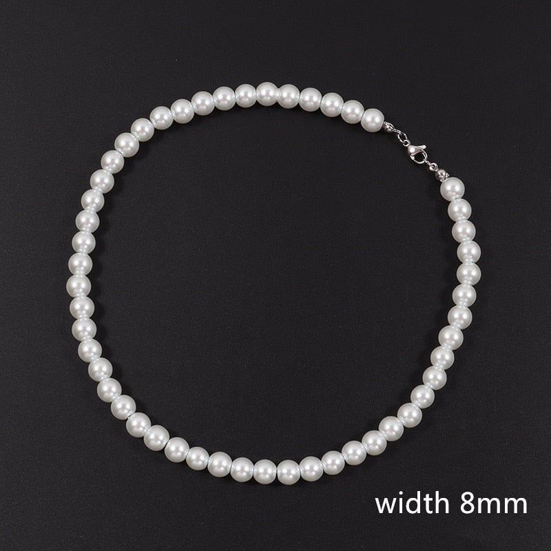 Handmade Pearl Men Strand Bead Necklace