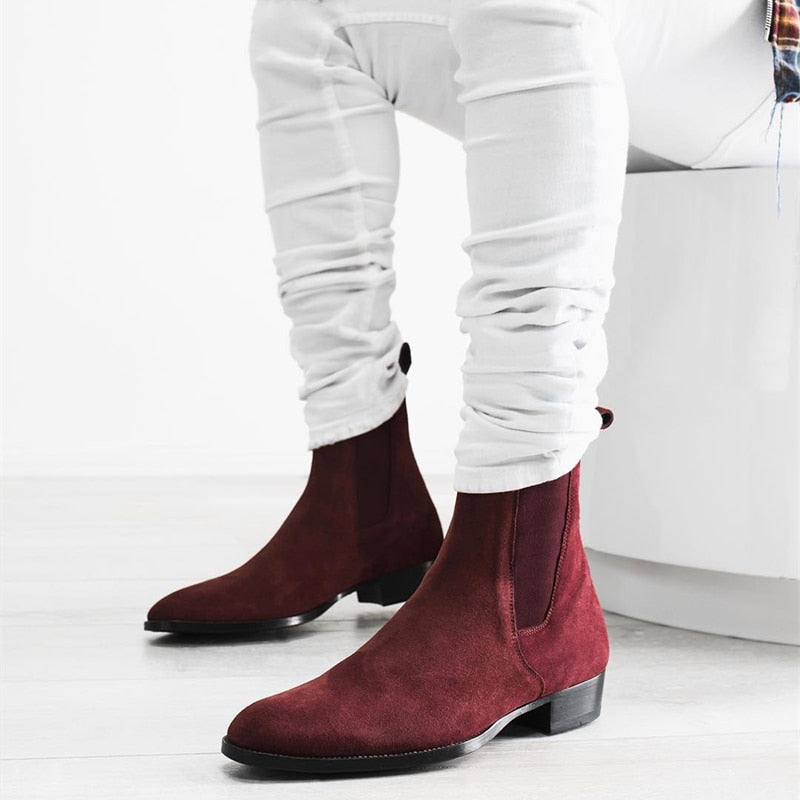 LMS Red Faux Suede Chelsea Boots