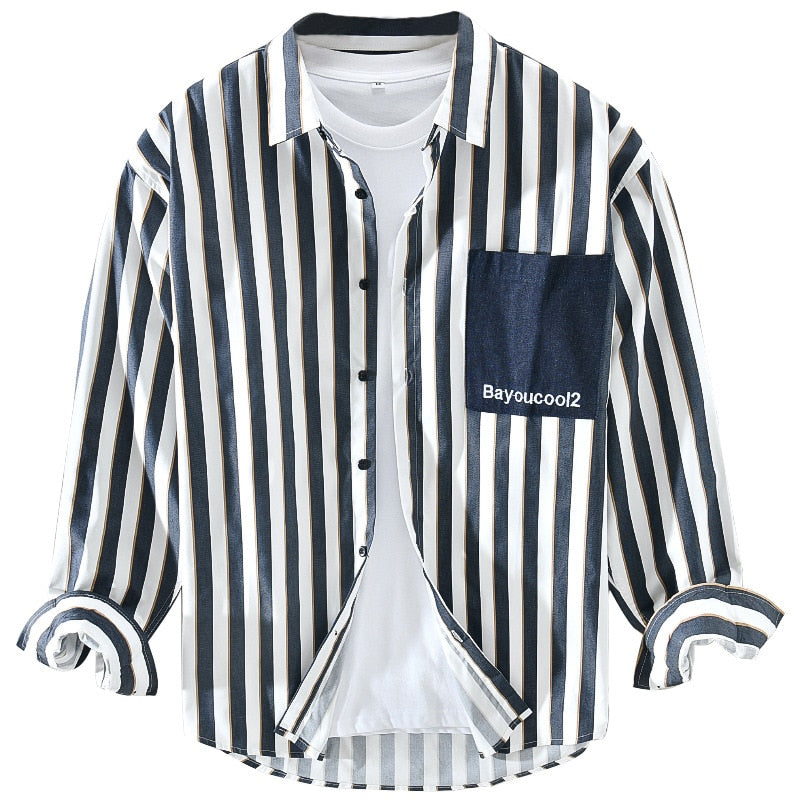 Classic Striped Patchwork Casual Shirts