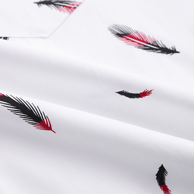 Feather Print Hawaiian Shirt